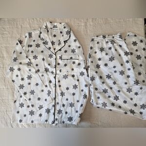 CHARACTER Brand Womens Snowflake Pajama Set L/2X Cotton Blend